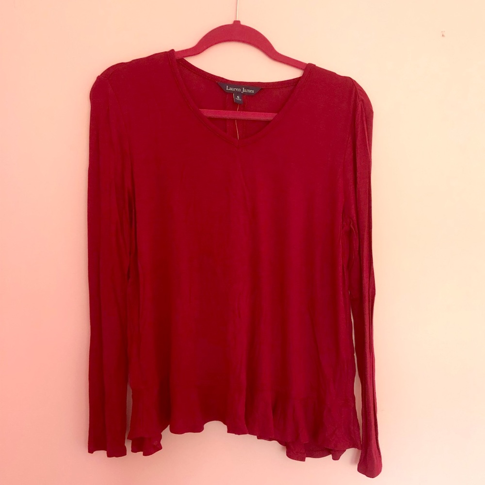 Lauren James Ruffle Hazel Top in Cranberry